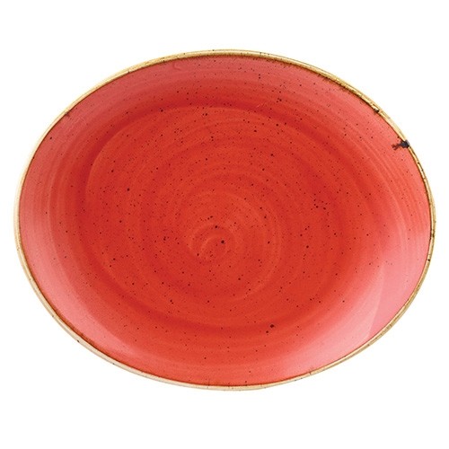 PLATE OVAL COLOR BERRY RED SIZE. 19.2CM. CHURCHILL STONECAST