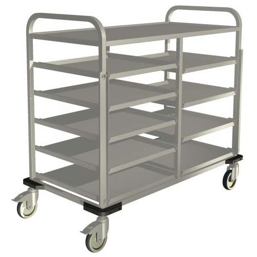 Korventransportwagen met telescoopschappen afm. 123,5x63x110,5cm. 4-zwenk/2rem