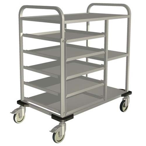 Korventransportwagen met telescoopschappen afm. 96,5x62,5x112cm. 4-zwenk/2-rem