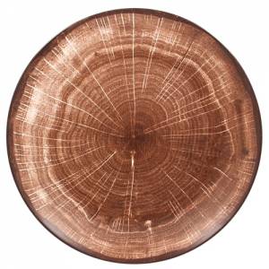 COUPE PLATE FLAT DIAM. 21CM. COLOR OAK BROWN WOODART RAK PORCELAIN