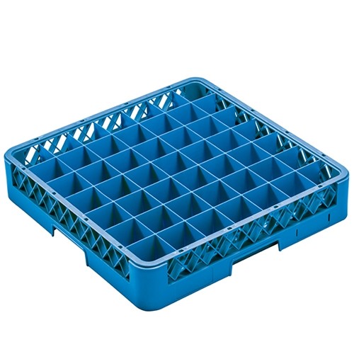 Vaatwaskorf tbv voetglazen 49-vaks | diam. 6,3cm. en hgt. 11,8cm. | afm. 50x50x14,5cm. Cleaningrack