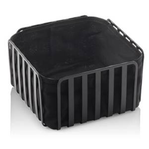 BUFFET BASKET DIM. 19X19XH10.5CM. BLACK METAL/COTTON