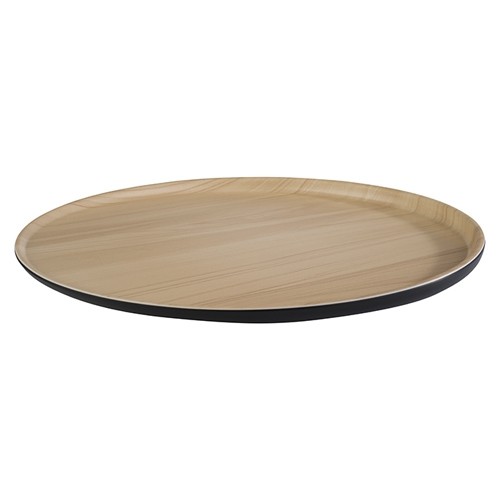 Schaal diam. 31,5cm. h. 2,5cm. zwart/houtlook Nova