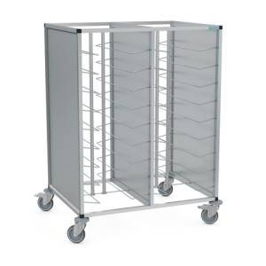 Dienbladen/afruimwagen 2-compartimenten 4x trapezium dt 2/28 h. 165cm. Hupfer