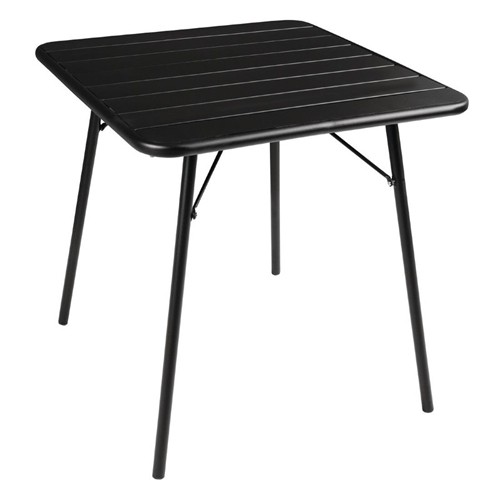 TABLE DIM. 70X70CM. HGT. 70CM. ACIER NOIR PLIANT