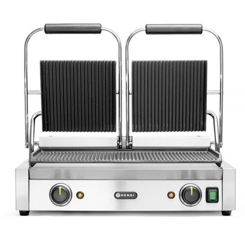 CONTACT GRILL DOUBLE GROOVED, SIZE 57X37X21CM. 230V/3600W HENDI