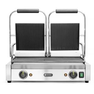 Contactgrill dubbel gegroefd, afm. 57x37x21cm. 230v/3600w Hendi