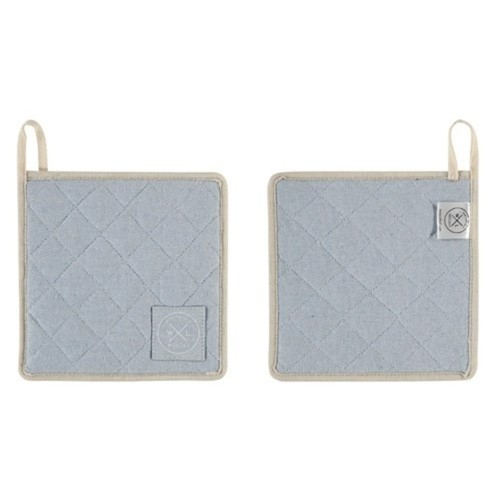 Katoenen pannenlap set 2 stuks sky blue Witloft