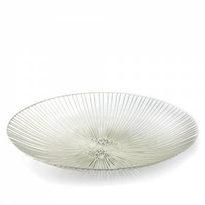 SCHÜSSEL FLACH 'EDO' DURCHM. 50CM. HG. 7CM. FARBE WEISSE METALLSKULPTUREN A. SCIORTINO SERAX