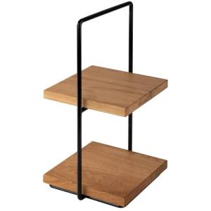 SETAGE 2 LAYER DIM. 20X23CM. HGT. 40.5CM. METAL/WOOD BLACK