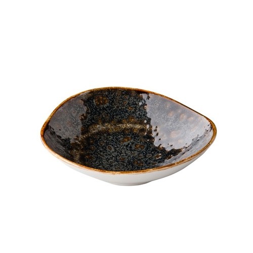 SCHÜSSEL DREIECKIG DURCHM. 16CM. INH. 29CL. JERSEY BRAUN Q AUTHENTISCH