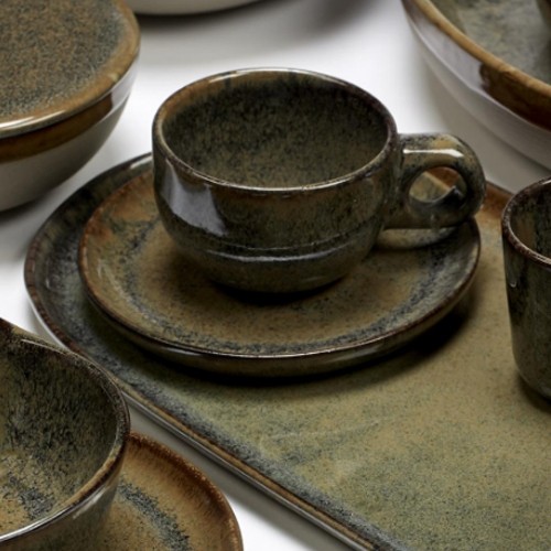 TASSE A CAFE CAFFE LUNGO 13CL. ET SOUCOUPE À CAFÉ COULEUR GRIS INDY SURFACE PAR SERGIO HERMAN SERAX