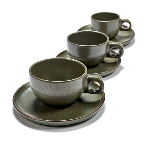 Cappuccinokop 23cl. en cappuccinoschotel kleur camo green Surface by Sergio Herman Serax