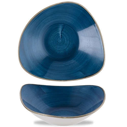 BOL TRIANGULAIRE DIAM. 24CM. STONECAST JAVA BLEU CHURCHILL