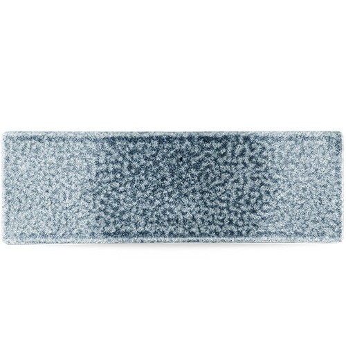 PLAQUE TAILLE RECTANGULAIRE. 32X11CM. IMPRESSIONS STUDIO RAKU TOPAZE BLEU CHURCHILL