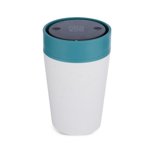 Drinkbeker circulare cup inh. 227ml. cream & Aquamarine Green