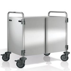 SW 8X5-2 SERVING TROLLEY DIMENSIONS 93X60X95CM STAINLESS STEEL 2 TABLES DIMENSIONS 80X50CM STAINLESS STEEL SIDE PANELS AND DOORS 4 CASTERS (2/BRAKE) <span translate="no">B.PRO</span>