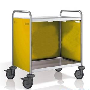 Serveerwagen Basic rvs SW 8x5-2 bladen 3 zijpanelen in rvs pantone ral1032 afm. 93x60x95cm. B.Pro