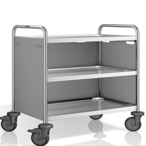 SW 8X5-3 SERVING TROLLEY DIMENSIONS 93X60X95CM STAINLESS STEEL 3 TABLES DIMENSIONS 80X50CM SIDE PANELS IN PANTONE RAL7030 4 CASTERS (2/BRAKE) <span translate="no">B.PRO</span>