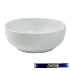 Saladeschaal rond diam. 23cm. Ocean wit m/decor Egypto Blue Nova