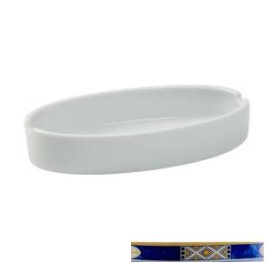 ASHTRAY OVAL OCEAN DIM. 12X6CM. WHITE W/DECOR EGYPTO BLUE NOVA