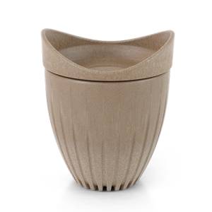 LARGE CUP WITH COVER CONTENT. 340ML. BEIGE CAFEA CUP