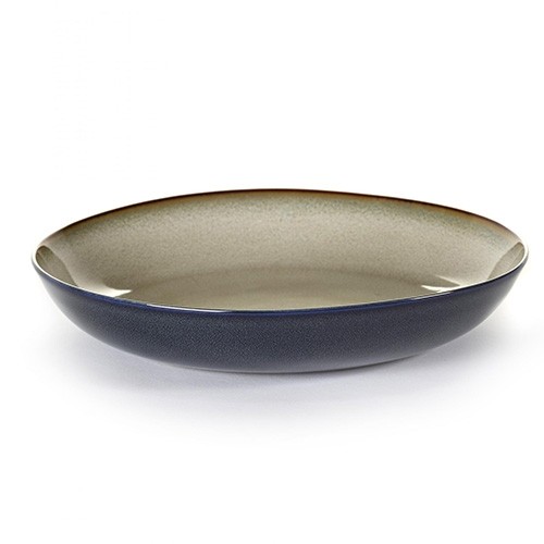 SERVING PLATE PASTA PLATE DIAM. 23.5CM. HEIGHT 4.5CM. COLOR MISTY GRAY / DARK BLUE TERRES DE REVES SERAX