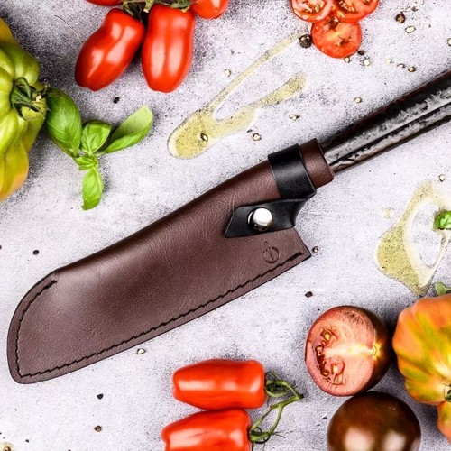 Lederen hoes santokumes 18cm Leather Forged