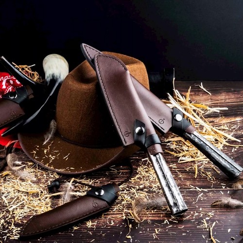 Lederen hoes koksmes Leather Forged