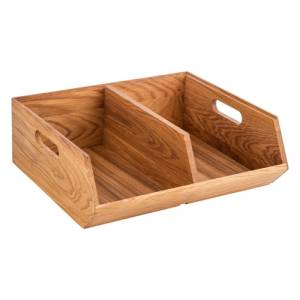 PLATEAU À COUVERTS 2 COMPARTIMENTS. 35X31CM. HG . 12,5 cm. CHÊNE