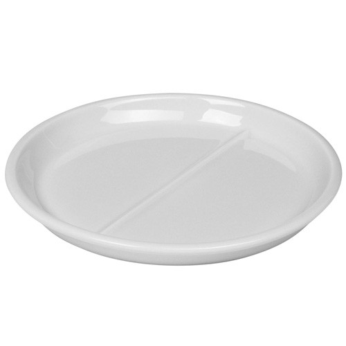 PLAQUE ERGO 2 SECTIONS PONT BAS DIAM. 23CM. FOND PLAT COULEUR BLANC NOVA