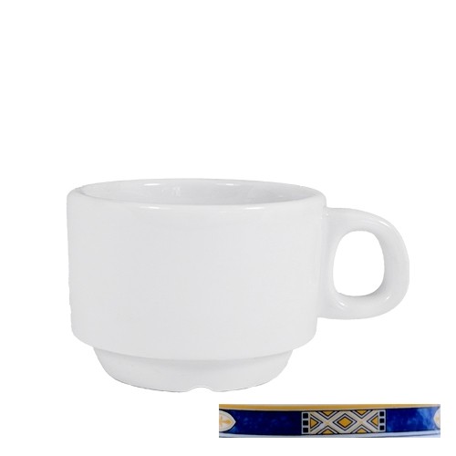 Espressokop Marina inh. 9cl. kleur wit m/decor Egypto Blue Nova