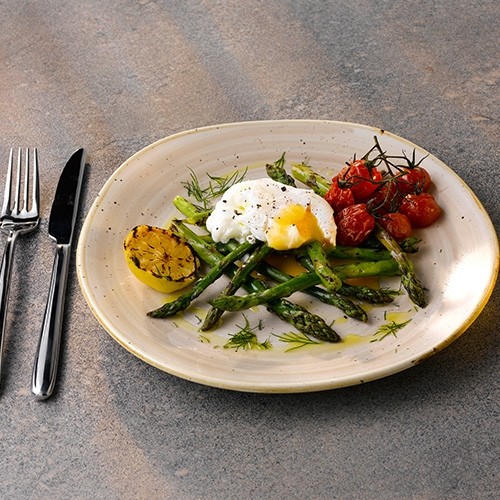 PLATE ORGANIC COLOR NUTMEG CREAM DIM. 18.6CM. CHURCHILL STONECAST