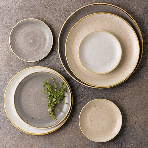 COUPE BOARD COLOR NUTMEG CREAM DIAM. 21.7CM. CHURCHILL STONECAST