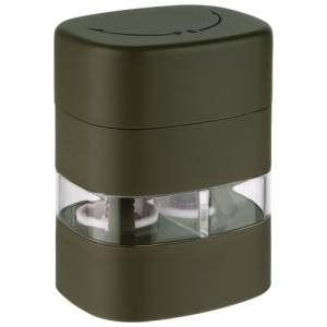 Peper en zoutmolen 2 in 1 afm. 6x5cm. hgt. 8cm. groen plastic