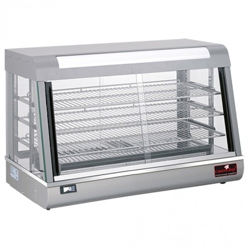 Warmhoudvitrine afm. 48x90cm. hgt. 60,5cm. 230v/1840w zilver roestvrijstaal Caterchef