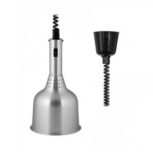 WÄRMLAMPE EINSTELLBAR DURCHM. 18CM. HG T. 84-137CM. 230V/250W SILBERNES ALUMINIUM