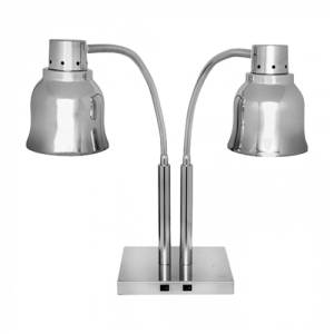 Warmtelamp op voet 2-delig afm. 22x27cm. hgt. 75cm. 230v/500w zilver roestvrijstaal Caterchef