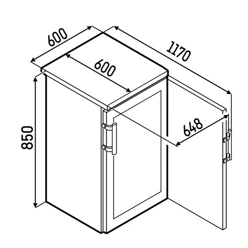 Koelkast FKvesf 1803 afm. 600x600x850mm. 230v/120w Liebherr