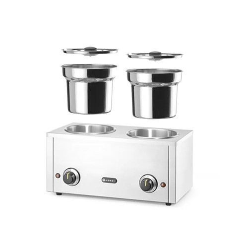 Bain-marie hot pot 2 pans afm. 50,5x26,5x24,5cm. inh. 2 X 4,2ltr. 230v/200w Hendi