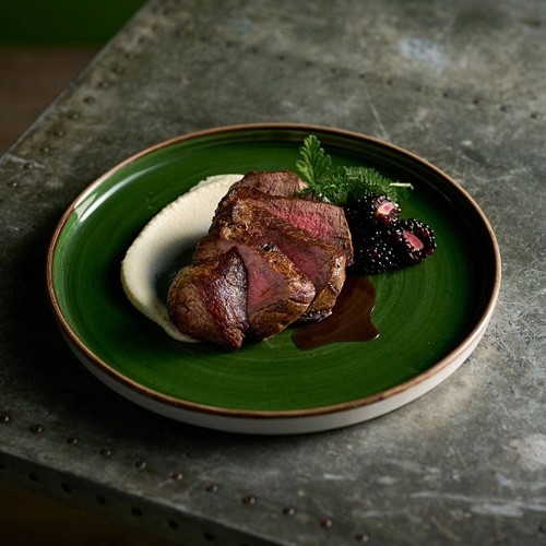 Chefs oblong bord afm. 35.5x18.9cm. Churchill Stonecast Sorrel Green