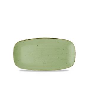 LÄNGLICHE TELLERGRÖSSE FÜR KÖCHE. 29,8 x 15,3 cm. CHURCHILL STONECAST SALBEIGRÜN