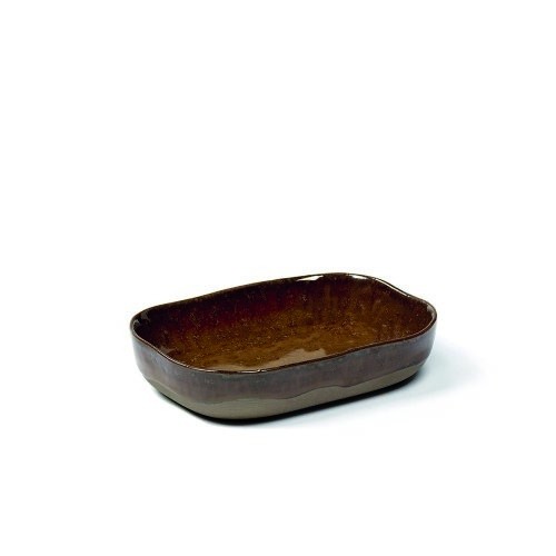 Bord 7m diep afm. 14,5x10,5cm. HG. 3cm. kleur ochre/brown la nouvelle table merci Serax
