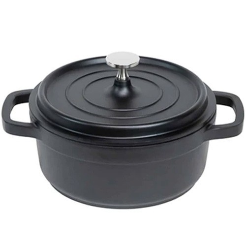 Braadpan m/deksel diam. 28cm. inh. 6,8ltr. gegoten aluminium mat zwart AluChef