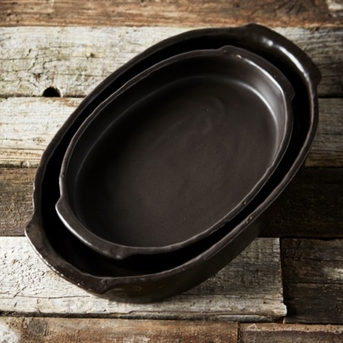 Ovenschaal ovaal s afm. 24,5x16cm. hgt. 4,5cm. kleur zwart Pure by Pascale Naessens Serax