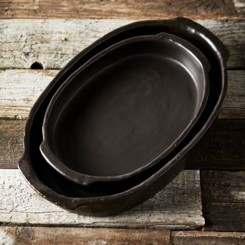 Ovenschaal ovaal l afm. 37x26cm. hgt. 6,5cm. kleur zwart Pure by Pascale Naessens Serax