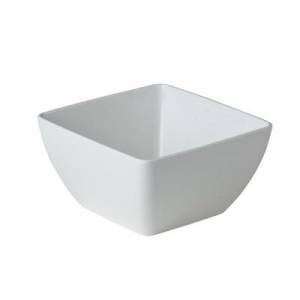Buffetschaal vierkant toelopend afm. 19x19cm. h. 10cm. melamine kleur wit