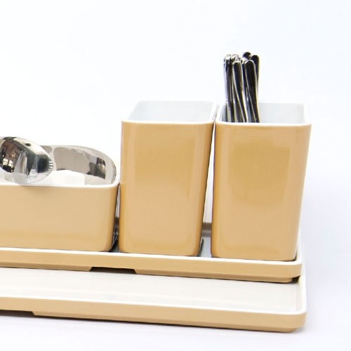 Bakje rechthoekig hoog afm. 10,5x5x8,5cm. kleur champagne melamine CUBE