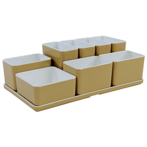 ORGANIZER-WÜRFEL-SET NR. 24 AFM. 31,7 x 17,5 x 9,3 cm. FARBE CHAMPAGNER MELAMIN