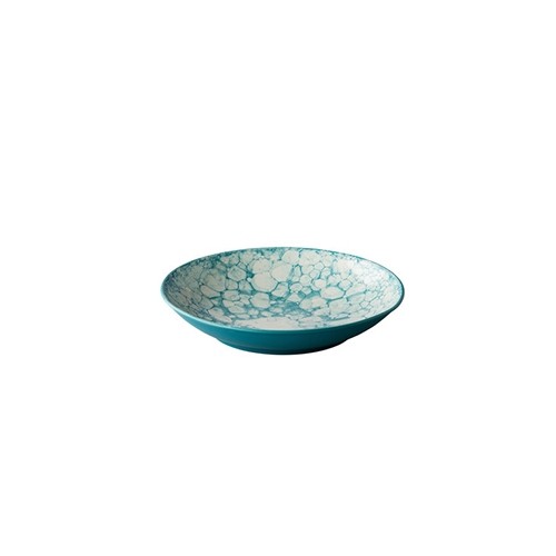 Bord coupe diep diam. 25,5cm. Turquoise Bubbles Q Authentic